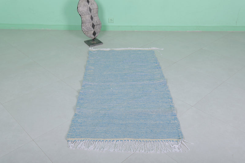 Handwoven Moroccan Rug - 2.8 X 5.3 Feet | Soft Blue - Flat woven rugs