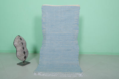 Handwoven Moroccan Rug - 2.8 X 5.3 Feet | Soft Blue - Flat woven rugs