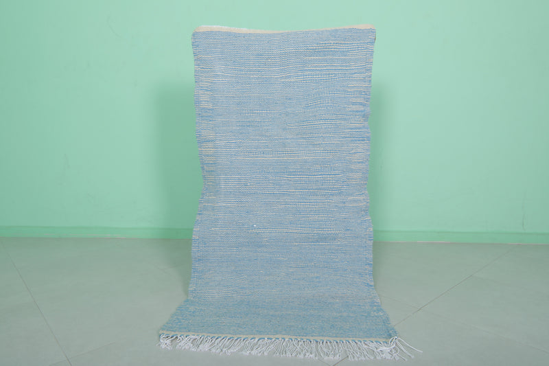 Handwoven Moroccan Rug - 2.8 X 5.3 Feet | Soft Blue - Flat woven rugs