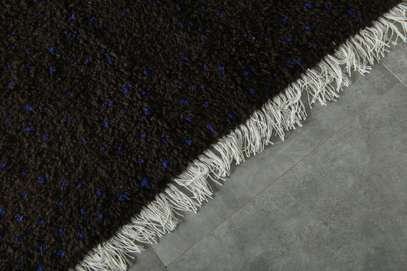 Deep brown Handmade Moroccan rug - 4.6 ft x 6.3 ft