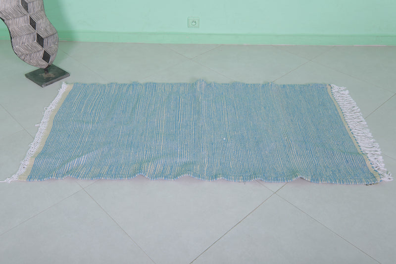Handwoven Moroccan Rug - 2.8 X 5.3 Feet | Soft Blue - Flat woven rugs