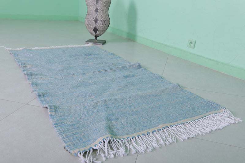 Handwoven Moroccan Rug - 2.8 X 5.3 Feet | Soft Blue - Flat woven rugs