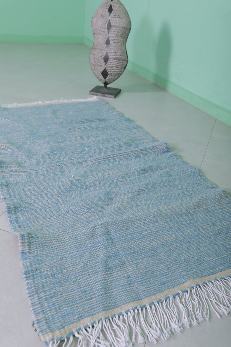 Handwoven Moroccan Rug - 2.8 X 5.3 Feet | Soft Blue - Flat woven rugs