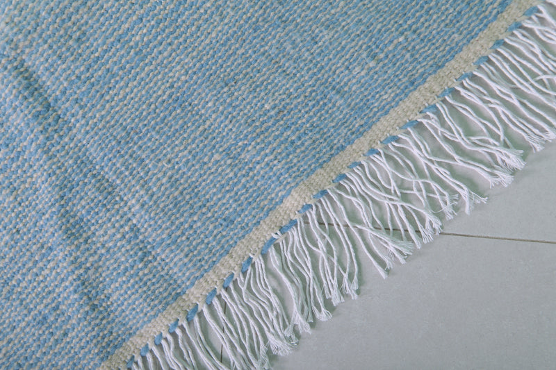 Handwoven Moroccan Rug - 2.8 X 5.3 Feet | Soft Blue - Flat woven rugs