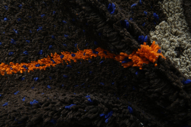 Deep brown Handmade Moroccan rug - 4.6 ft x 6.3 ft