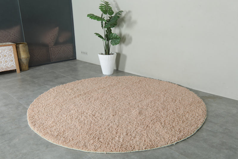 Blush Pink Round Rug – Hand-Woven Boho Berber Carpet - Custom Moroccan Rug