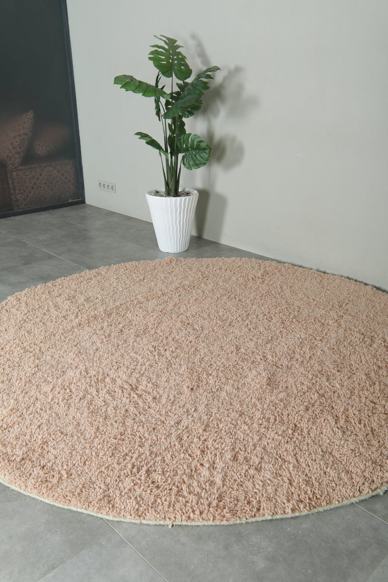 Blush Pink Round Rug – Hand-Woven Boho Berber Carpet - Custom Moroccan Rug