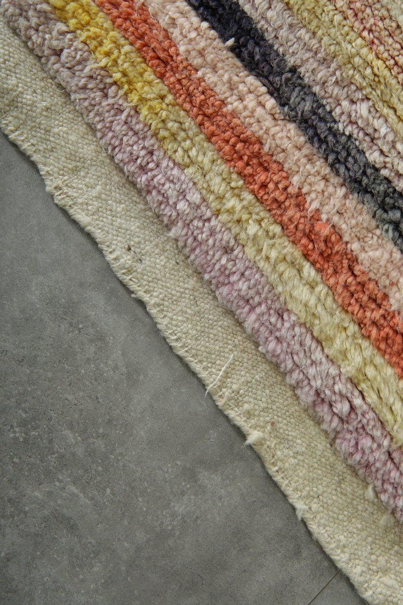 Beige Moroccan runner rug - 2.3 ft x 10.2 ft - Handwoven wool carpet