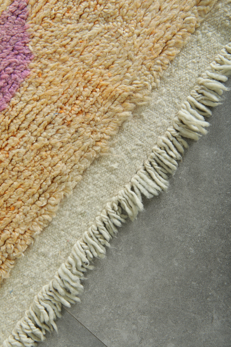 Beige Moroccan runner rug - 2.3 ft x 10.2 ft - Handwoven wool carpet