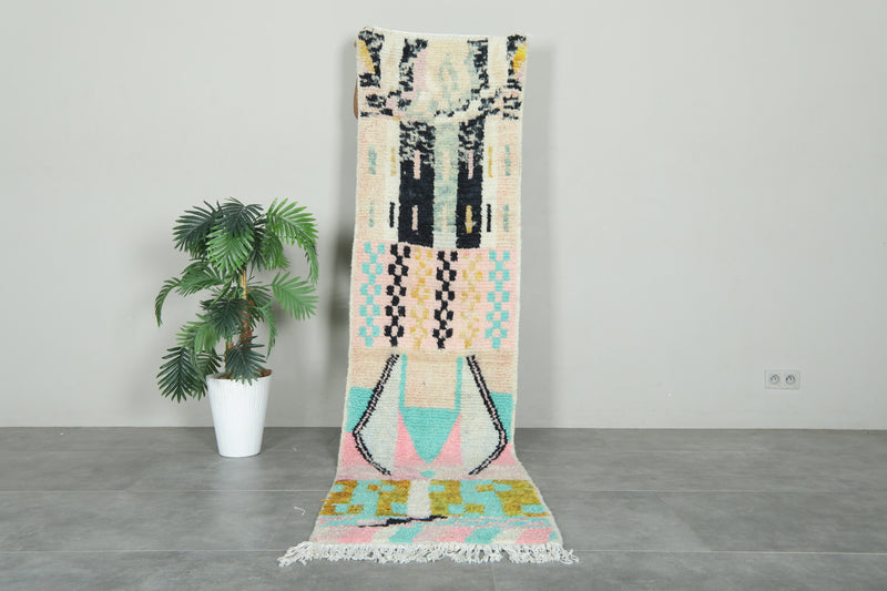 Moroccan runner rug - 2.2 ft x 9.2 ft - Handmade wool rug