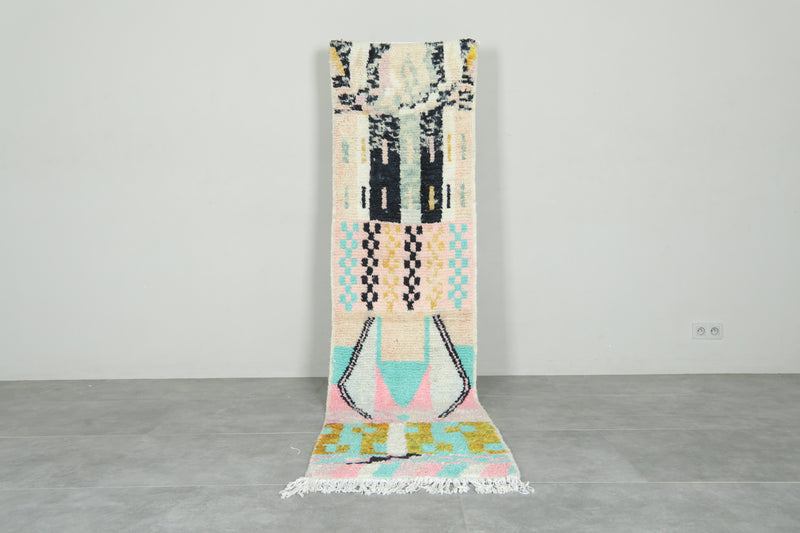 Moroccan runner rug - 2.2 ft x 9.2 ft - Handmade wool rug