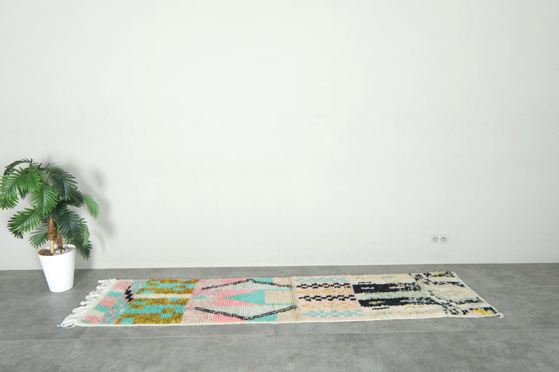 Moroccan runner rug - 2.2 ft x 9.2 ft - Handmade wool rug