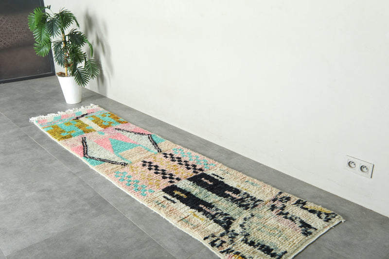 Moroccan runner rug - 2.2 ft x 9.2 ft - Handmade wool rug