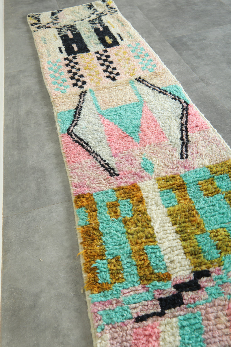 Moroccan runner rug - 2.2 ft x 9.2 ft - Handmade wool rug