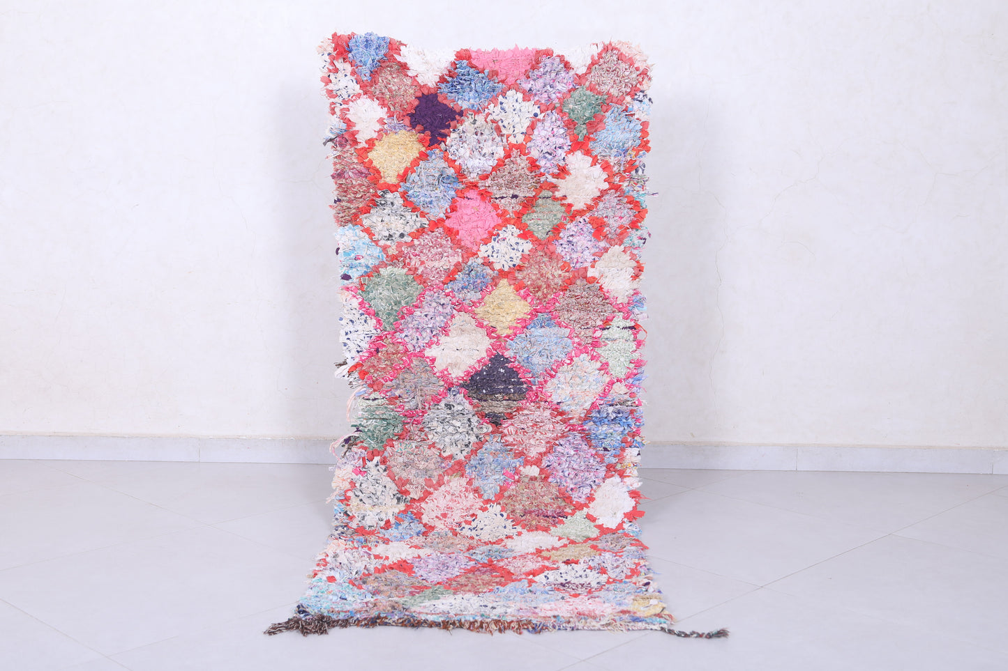 Moroccan berber rug 2.4 X 6.3 Feet - Boucherouite Rugs