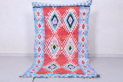 Moroccan Berber Rug – Colorful Diamond Design - 3.6 X 6.6 Feet - Boucherouite Rugs