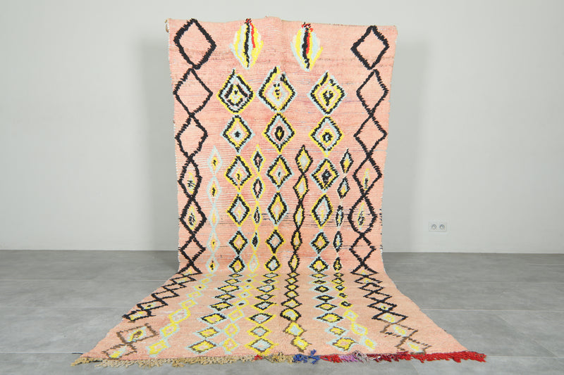 Pink Moroccan azilal rug - 4.8 ft x 10.6 ft - Geometric wool carpet - Azilal rugs