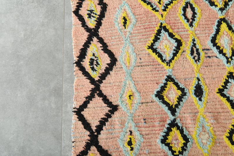 Pink Moroccan azilal rug - 4.8 ft x 10.6 ft - Geometric wool carpet - Azilal rugs