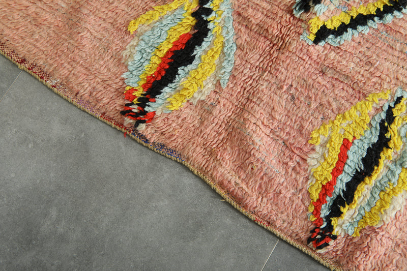 Pink Moroccan azilal rug - 4.8 ft x 10.6 ft - Geometric wool carpet - Azilal rugs