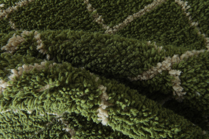 Custom Green Checkered Rug – Handwoven Modern Moroccan Grid Carpet