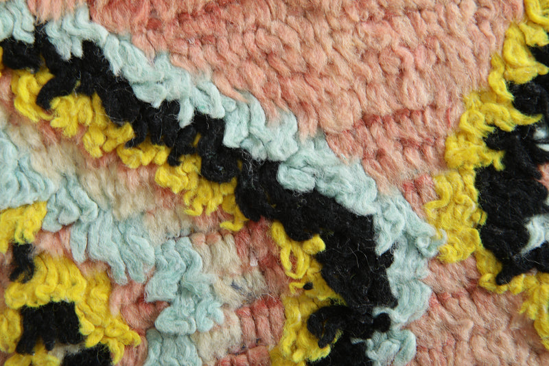 Pink Moroccan azilal rug - 4.8 ft x 10.6 ft - Geometric wool carpet - Azilal rugs