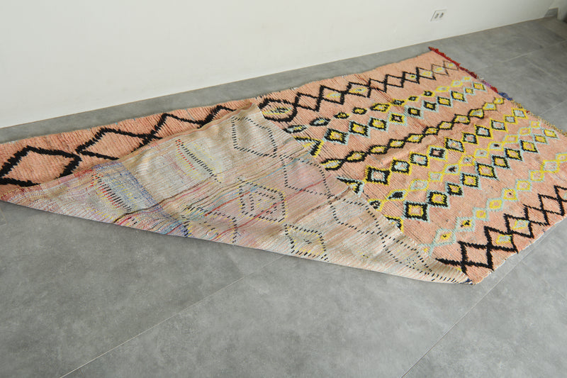 Pink Moroccan azilal rug - 4.8 ft x 10.6 ft - Geometric wool carpet - Azilal rugs