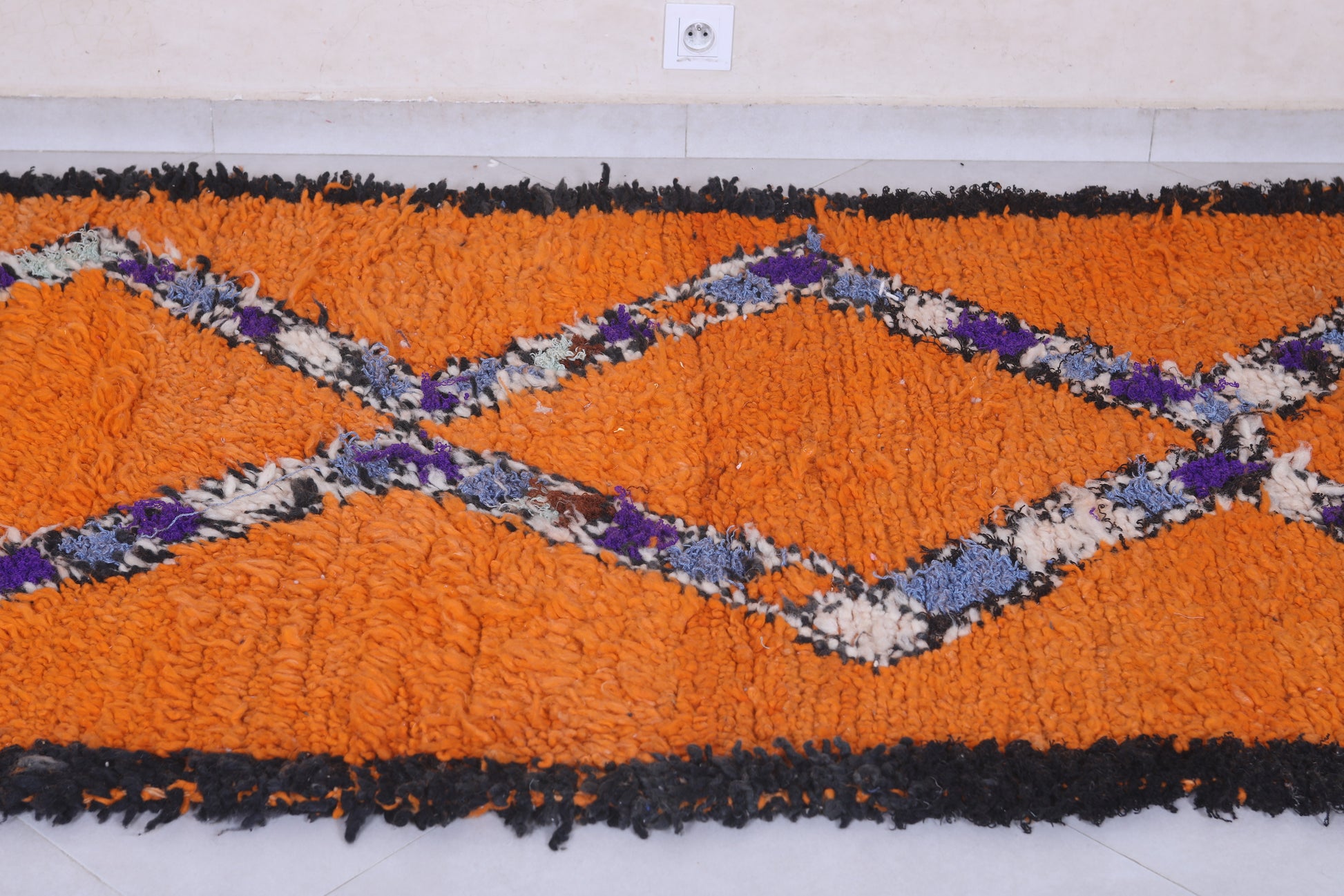 Moroccan berber rug 3.8 X 9.8 Feet - Boucherouite Rugs