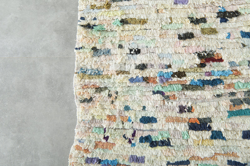Handwoven boucherouite Moroccan rag rug - 3 ft x 4.3 ft - Handmade wool carpet - Boucherouite rug