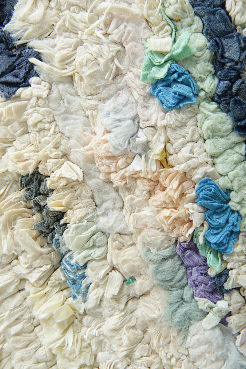 Handwoven boucherouite Moroccan rag rug - 3 ft x 4.3 ft - Handmade wool carpet - Boucherouite rug