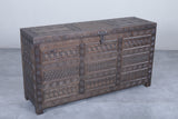 Vintage Moroccan chest  H 27.5 INCHES X W 51.1 INCHES X D 14.5 INCHES