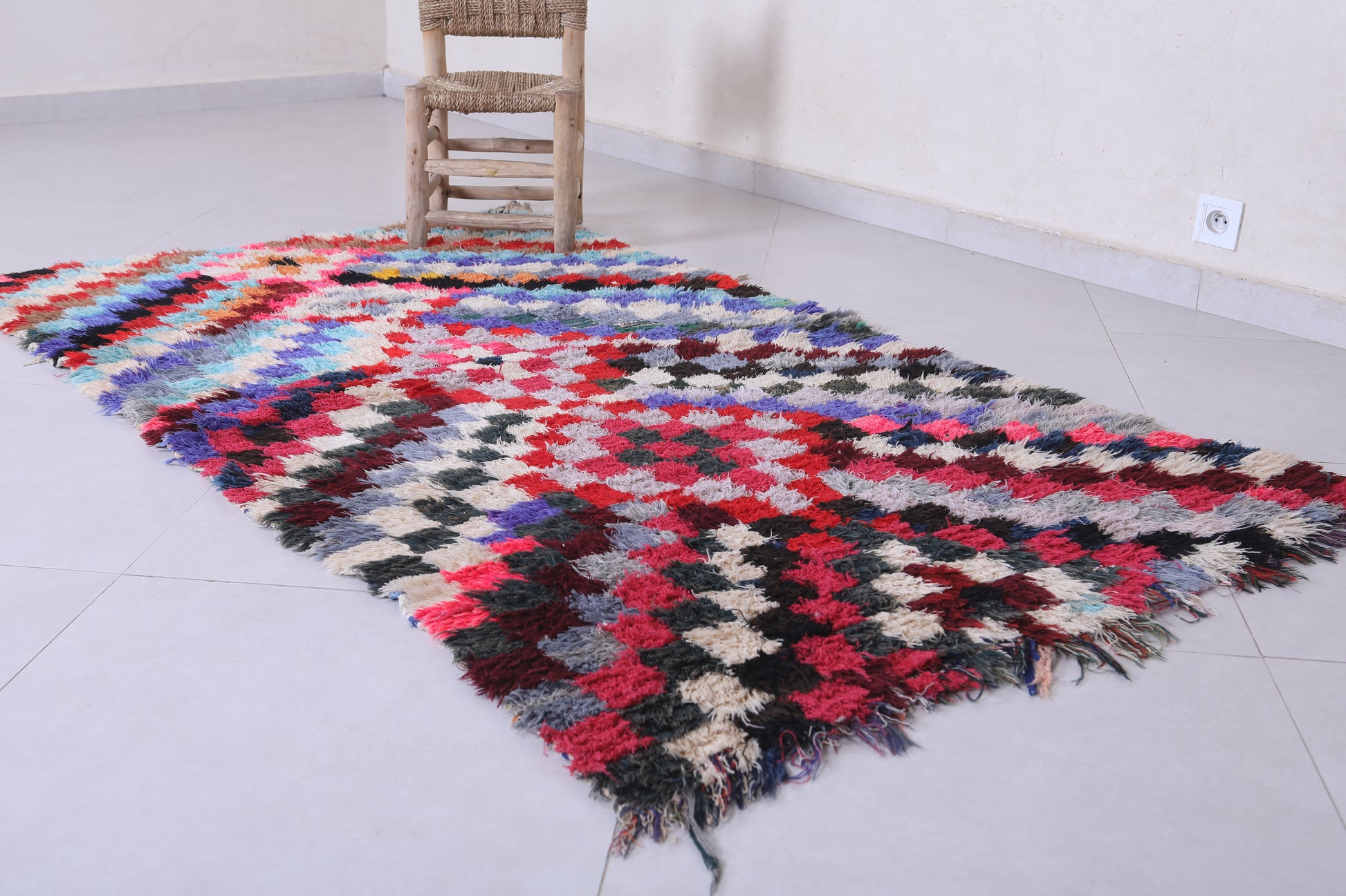 Moroccan berber rug 3.8 X 6.6 Feet - Boucherouite Rugs
