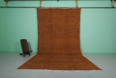 Orange Moroccan rug - 7.9 x 13.9 ft | Handwoven vibrant statement - Beni ourain rugs