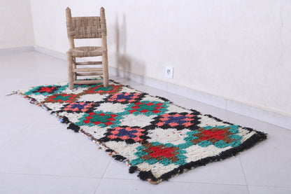 Moroccan berber rug 2.4 X 6.1 Feet - Boucherouite Rugs
