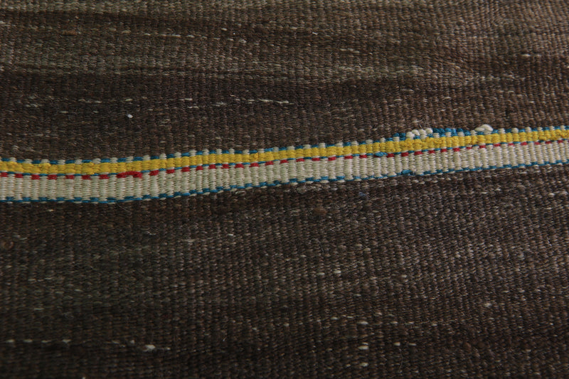 Handwoven Moroccan Kilim - Earthy Brown Striped Design - 4.2x11 ft - Handwoven Kilim