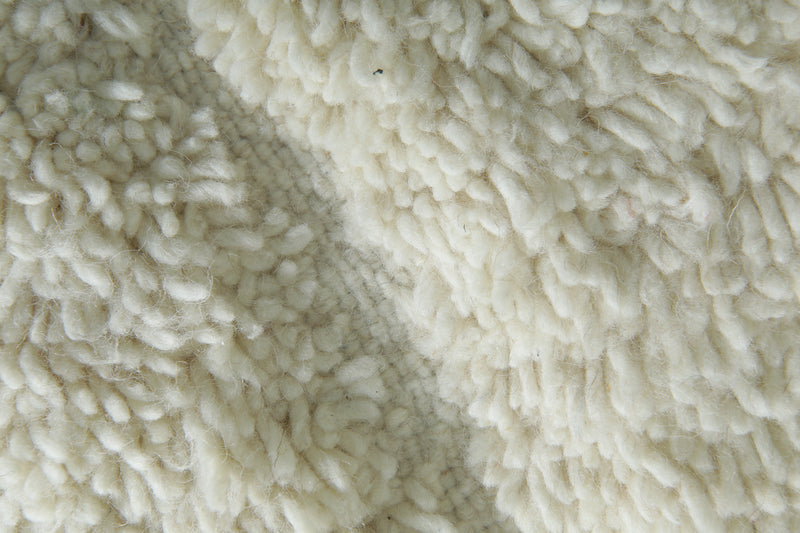 Handmade cream Moroccan rug - Minimalist berber design - 7 ft x 7.3 ft