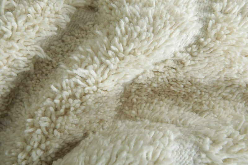 Handmade cream Moroccan rug - Minimalist berber design - 7 ft x 7.3 ft