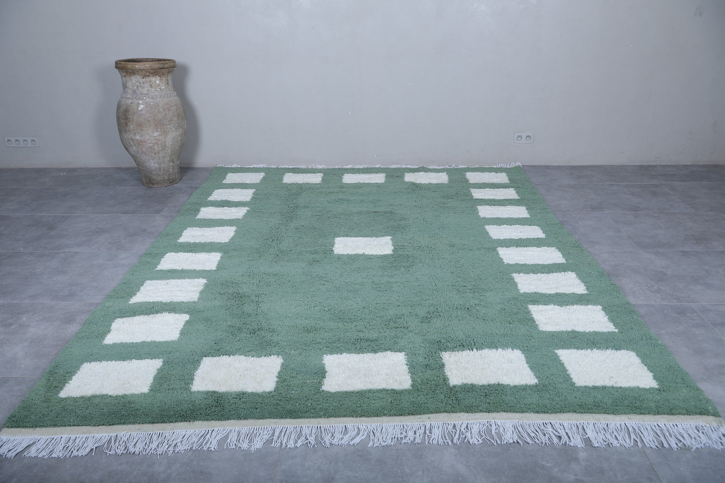 Moroccan rug green 8.2 X 10.1 Feet