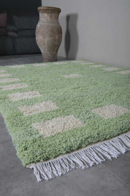 Custom Moroccan rug Green and Beige - Beni ourain handmade rug