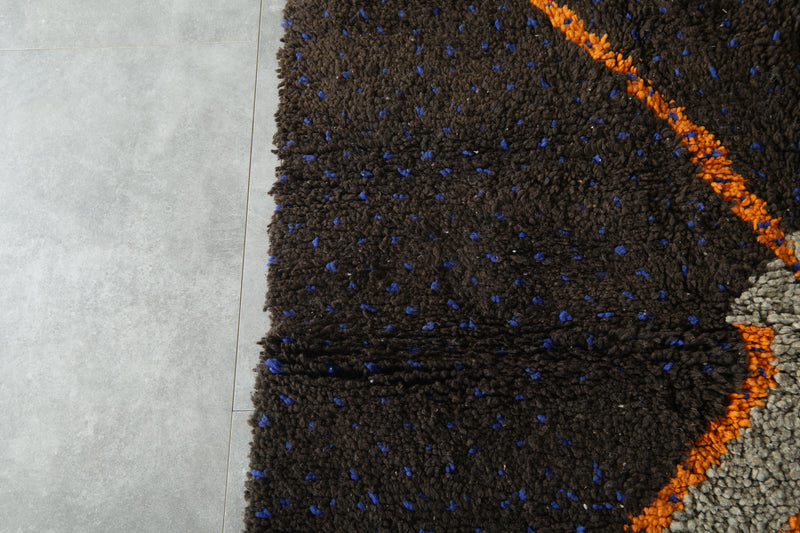 Deep brown Moroccan handmade rug - 5.1 ft x 6.4