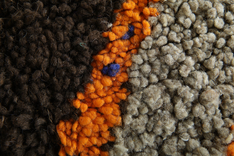 Deep brown Moroccan handmade rug - 5.1 ft x 6.4