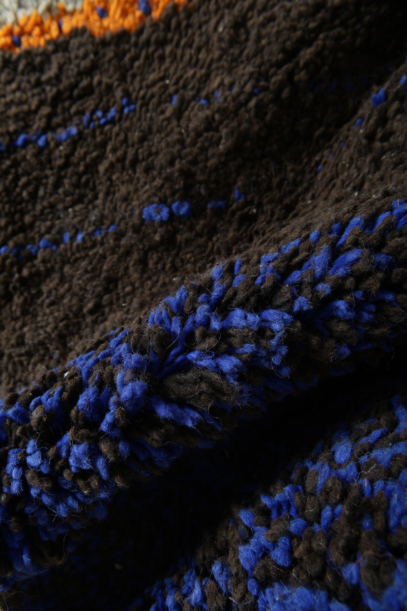 Deep brown Moroccan handmade rug - 5.1 ft x 6.4