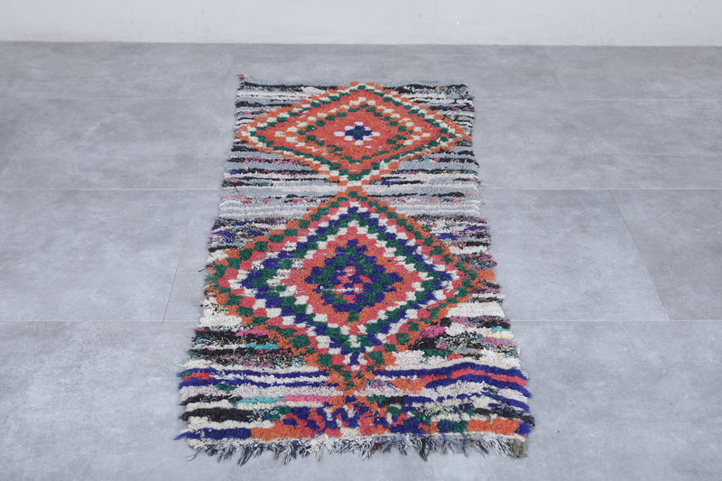 Vivid Moroccan Berber Rug - 2.3 x 5.5 Feet - Boucherouite Rugs