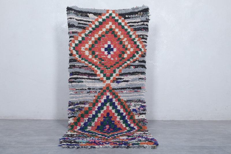 Vivid Moroccan Berber Rug - 2.3 x 5.5 Feet - Boucherouite Rugs