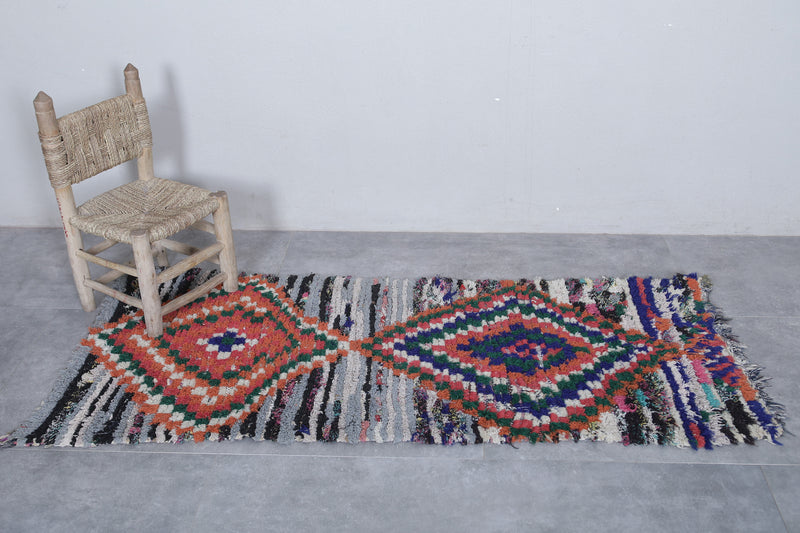 Vivid Moroccan Berber Rug - 2.3 x 5.5 Feet - Boucherouite Rugs