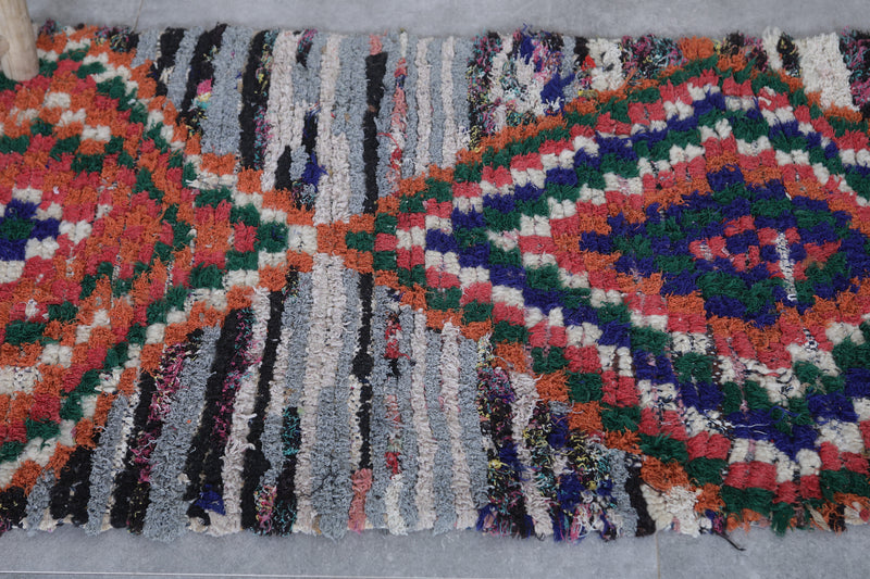 Vivid Moroccan Berber Rug - 2.3 x 5.5 Feet - Boucherouite Rugs