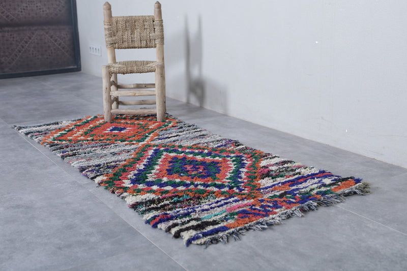 Vivid Moroccan Berber Rug - 2.3 x 5.5 Feet - Boucherouite Rugs