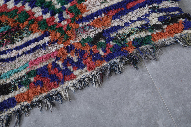 Vivid Moroccan Berber Rug - 2.3 x 5.5 Feet - Boucherouite Rugs