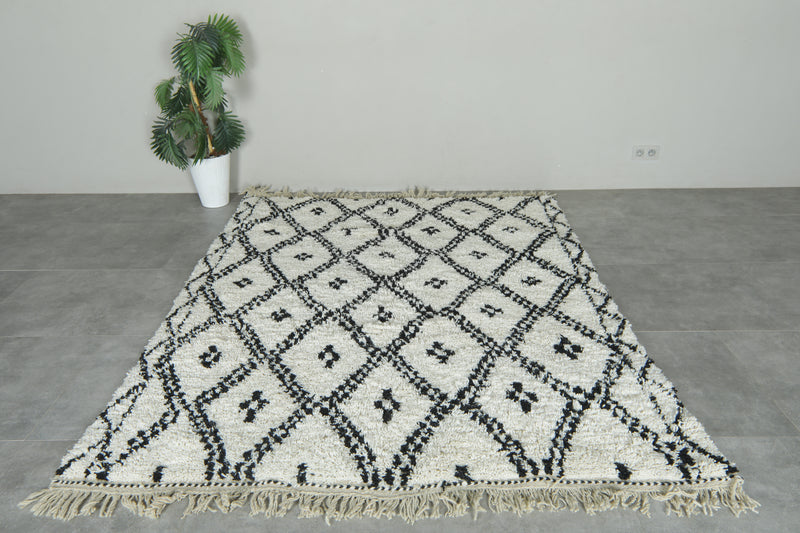 Custom Handwoven Moroccan Rug – Classic Black & White Diamond - Beni Ourain Wool Carpet