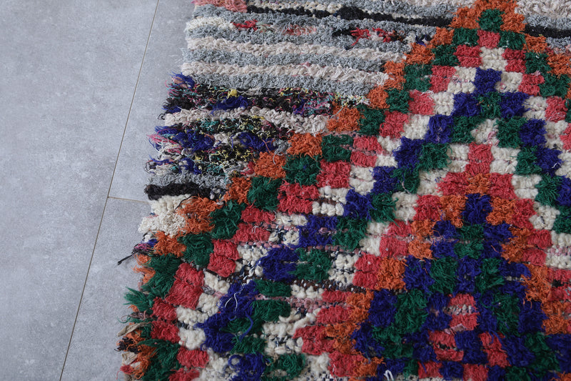 Vivid Moroccan Berber Rug - 2.3 x 5.5 Feet - Boucherouite Rugs