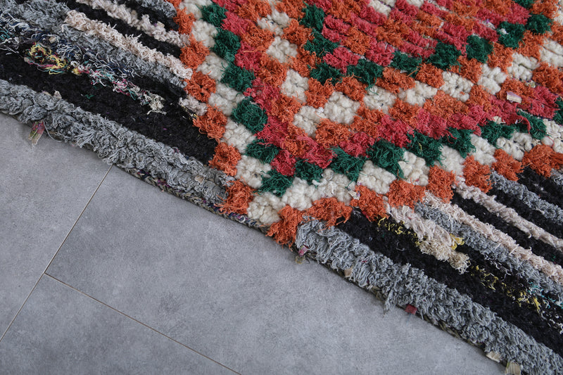 Vivid Moroccan Berber Rug - 2.3 x 5.5 Feet - Boucherouite Rugs